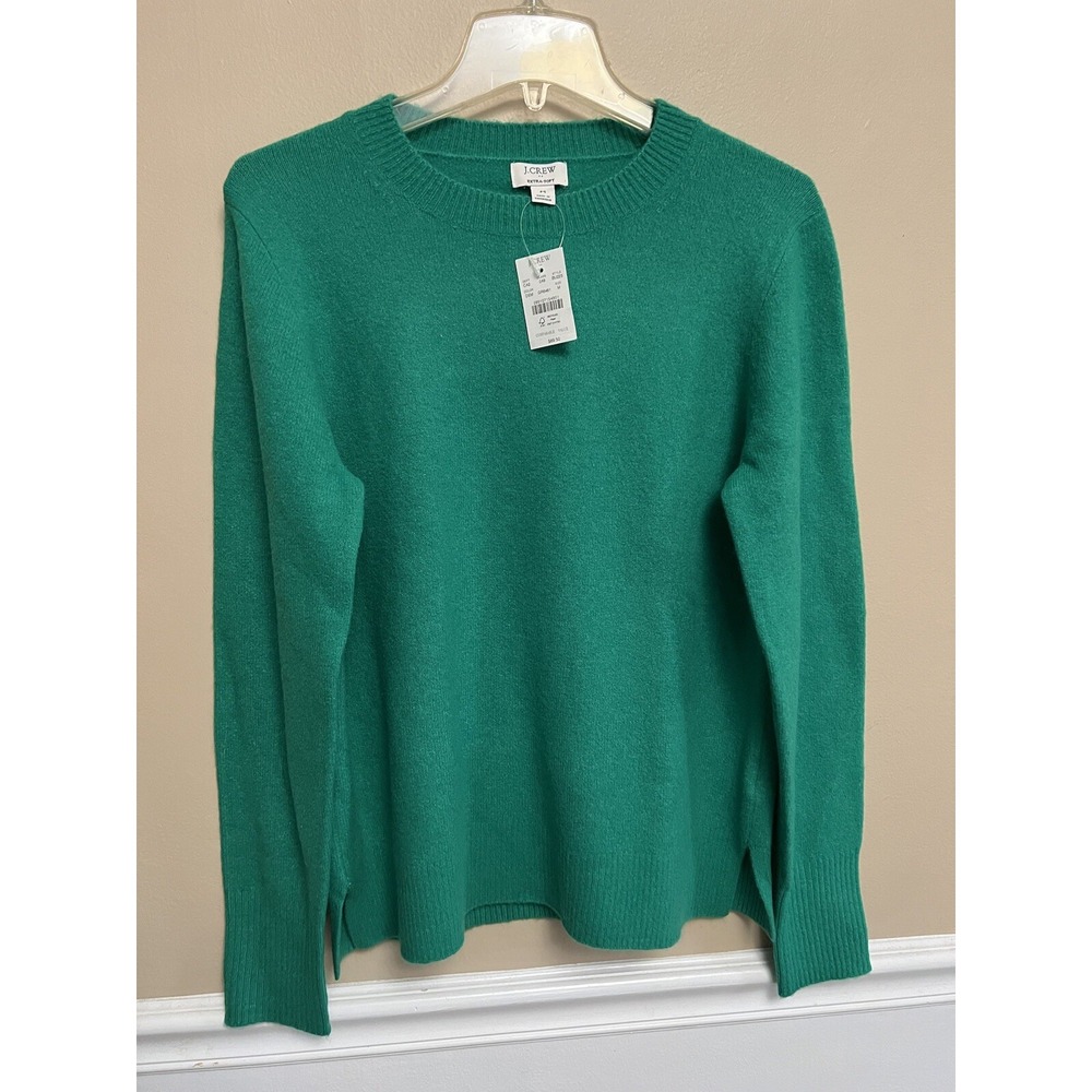 NWT J.Crew Factory Women's Crewneck Sweater In Extra-Soft Green Pullover Size M
